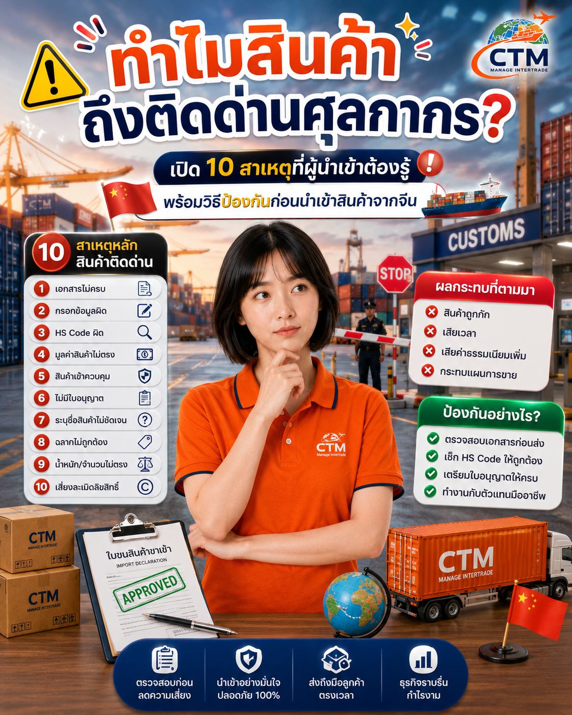 ทำไมสินค้าถึงติดด่านศุลกากร? เปิด 10 สาเหตุที่ผู้นำเข้าต้องรู้ พร้อมวิธีป้องกันก่อนนำเข้าสินค้าจากจีน