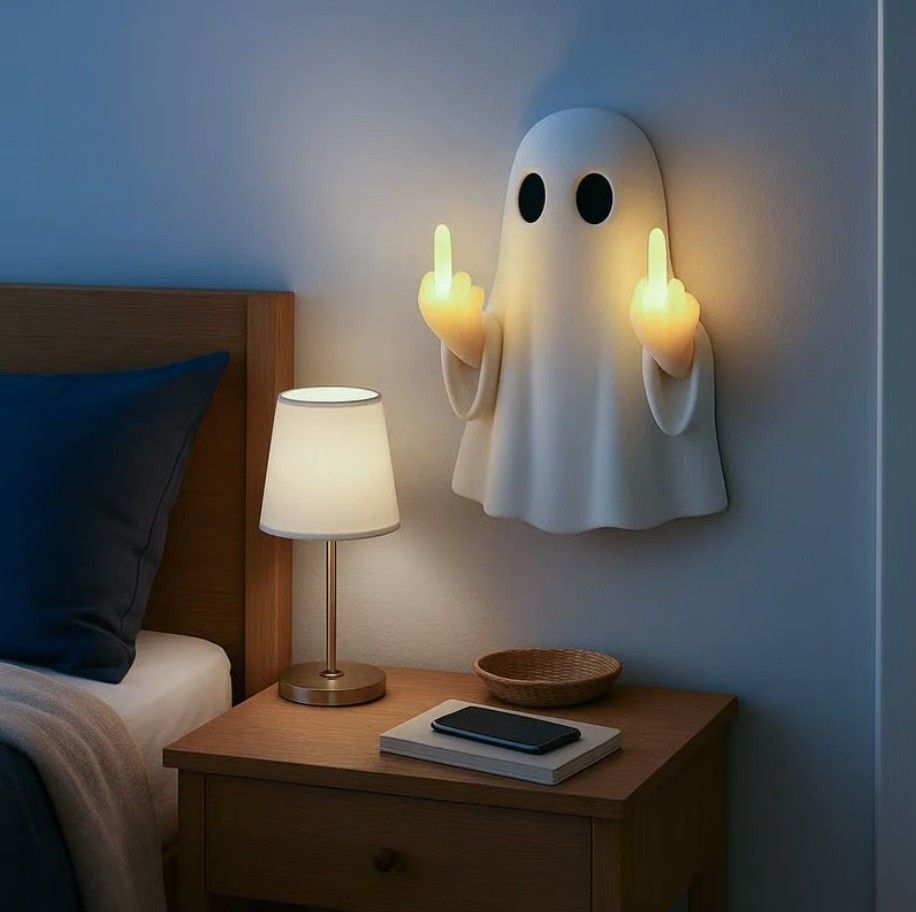 โคมไฟติดผนังผีน้อย | ไฟหัวเตียงดีไซน์สร้างสรรค์ | โคมไฟตกแต่งห้องนอน | Ghost Wall Lamp ไฟแต่งบ้านสุดกวน