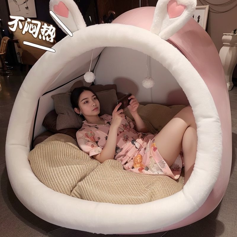 เตียงรังนกพร้อมเบาะนุ่ม | เตียงโดมสไตล์เกาหลี | โซฟาเตียงพักผ่อนทรงไข่ | Cozy Nest Bed สำหรับห้องนอนและมุมพักผ่อน