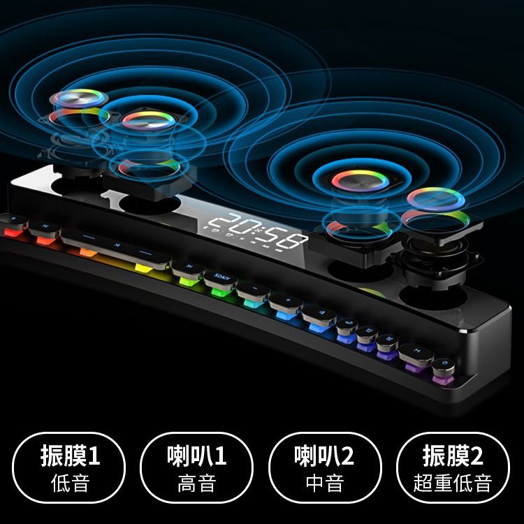 ลำโพงบลูทูธ RGB พร้อมนาฬิกาดิจิทัล | Gaming Speaker Bluetooth | ลำโพงตั้งโต๊ะไฟ RGB | ลำโพงคอมพิวเตอร์สเตอริโอเสียงรอบทิศทาง