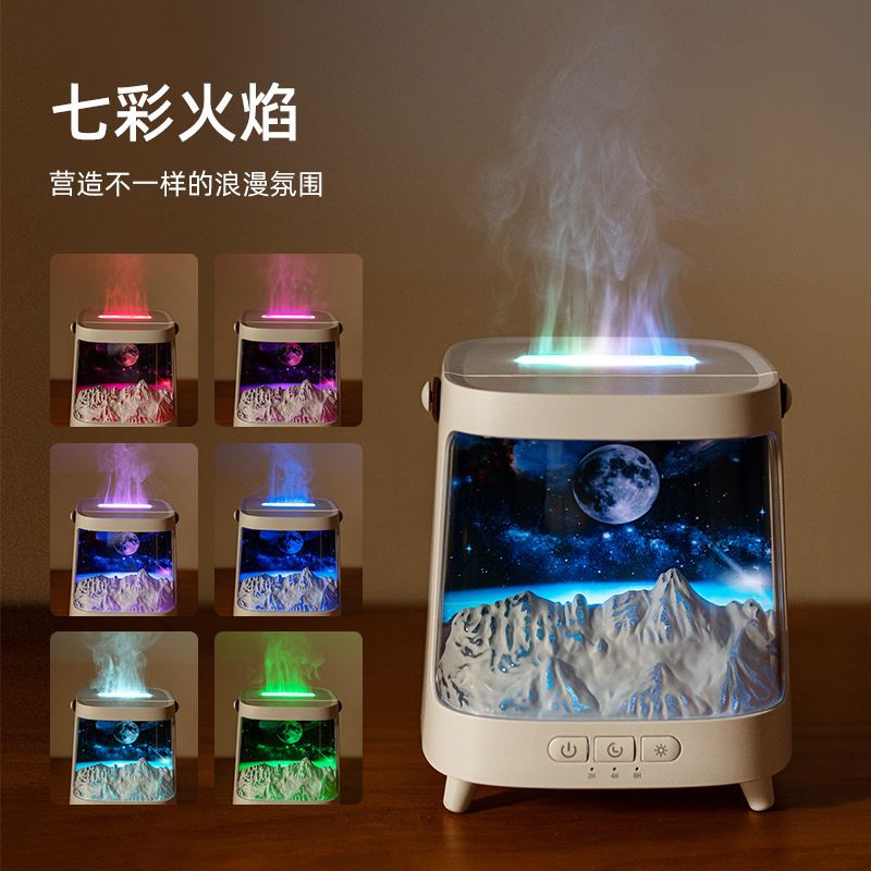 เครื่องเพิ่มความชื้นเอฟเฟกต์เปลวไฟ 7 สี | Flame Humidifier | เครื่องพ่นไอน้ำอโรม่า LED | โคมไฟเปลวไฟจำลองสำหรับห้องนอนและโต๊ะทำงาน